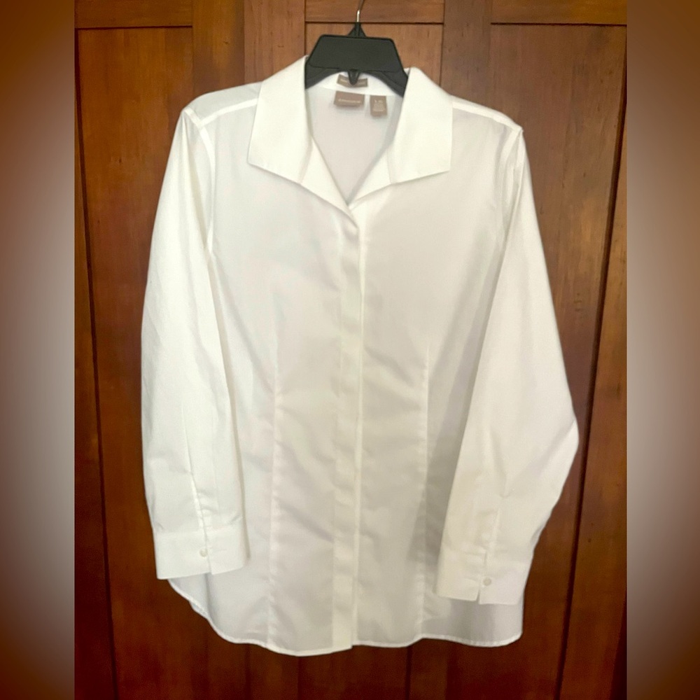 Chicos White Long Sleeve Wrinkle Resistant Shirt Size 1.5 (M)